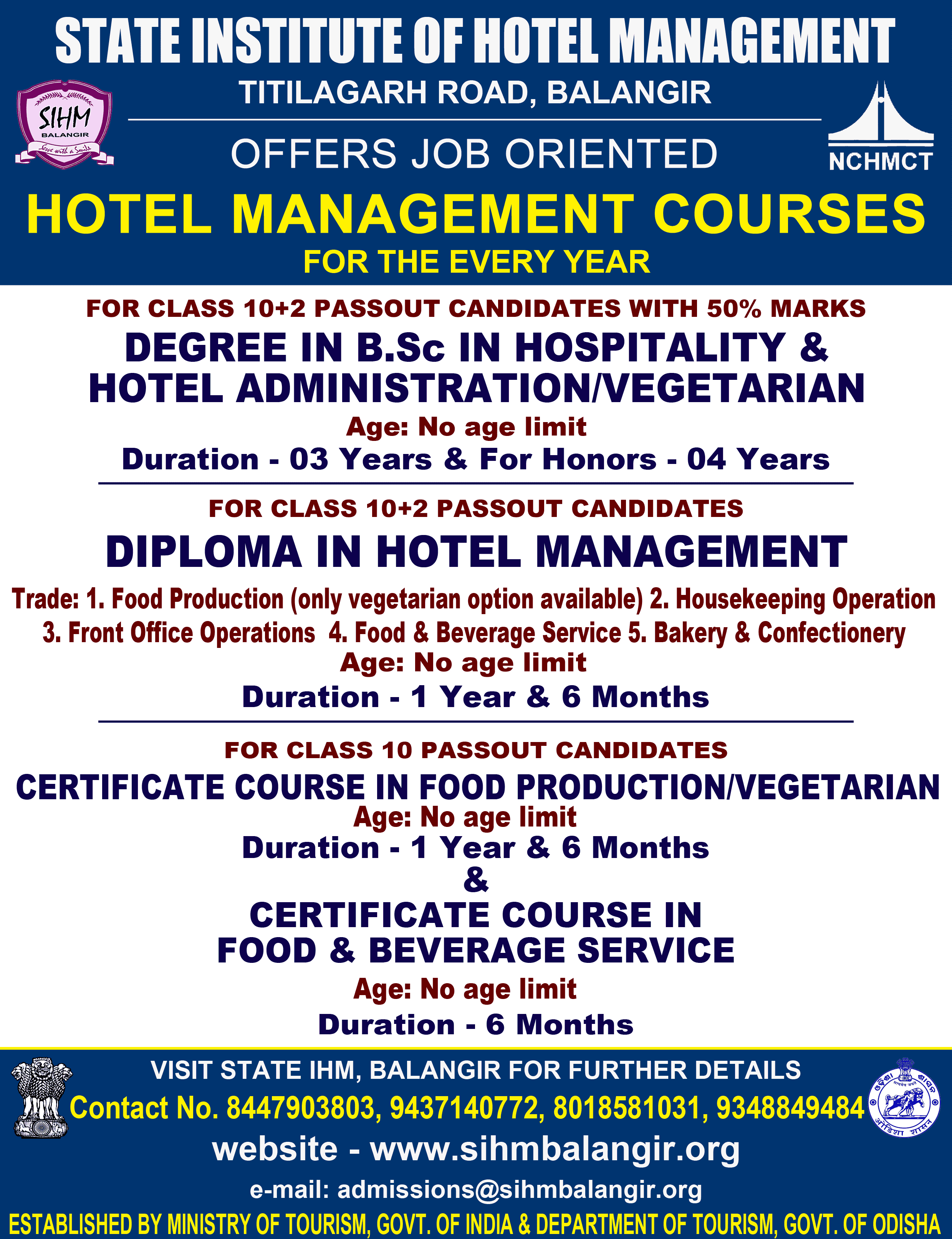 State Institute of Hotel Management Balangir Odisha